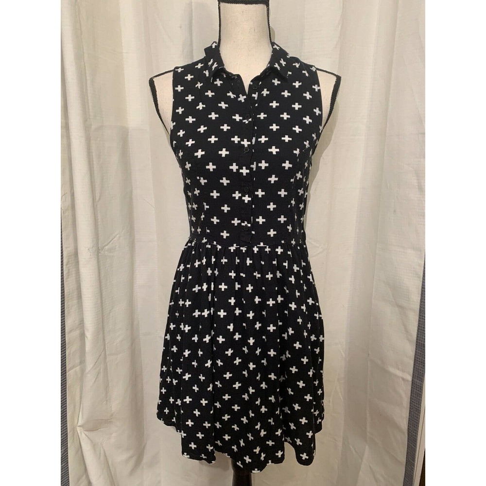 DIVIDED H&M Black Cross Print Dress